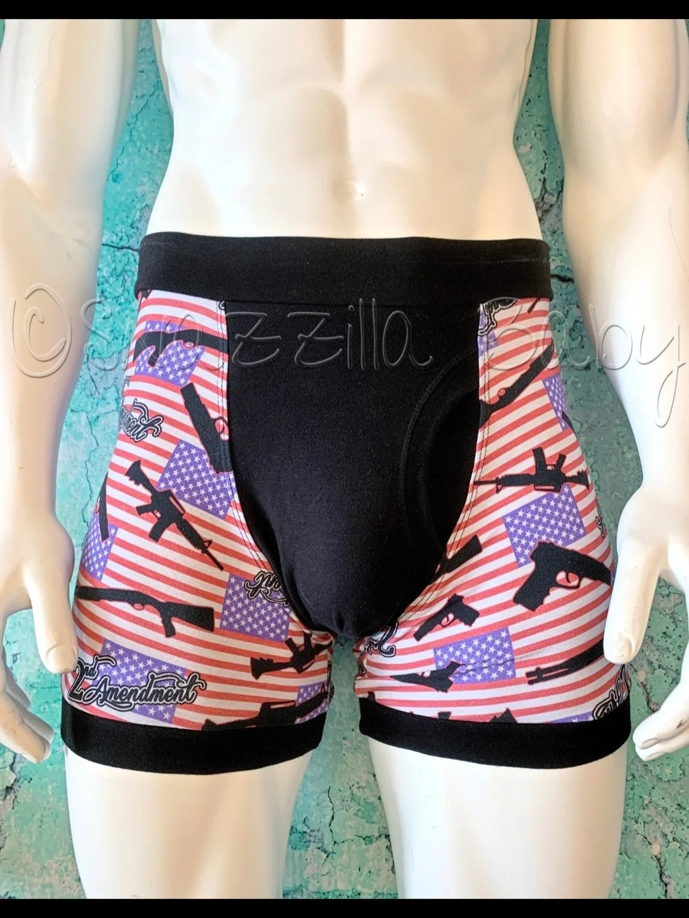 Adult Large Patriotic 2nd Amendment Boxer Briefs - Red, White & Blue